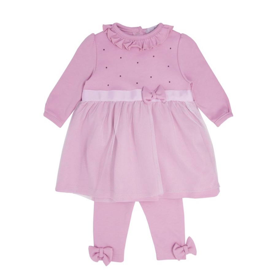 Clothing Blues Baby Outfits | Dusty Pink Diamante Dress & Leggings