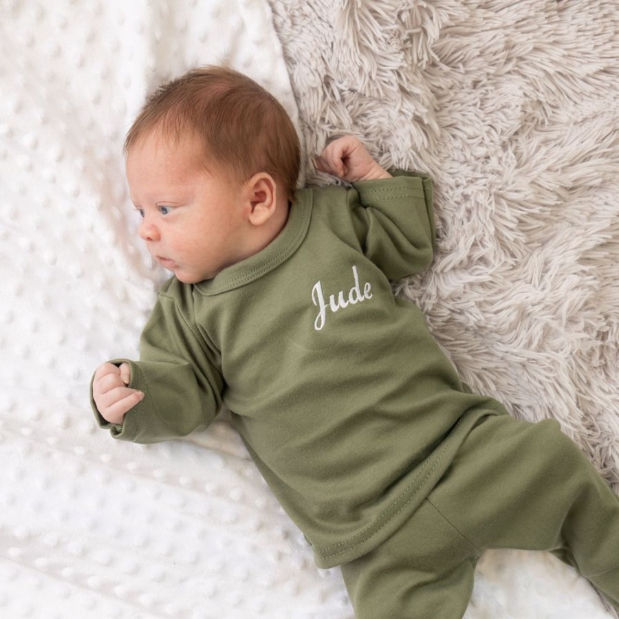 Personalised Millie & Ralph | Khaki Embroidered Lounge | Personalised | Millie & Ralph