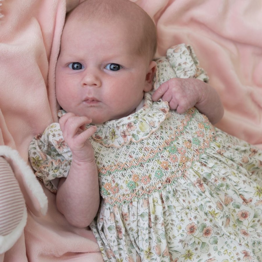 Clothing Sarah Louise Dresses | Pastel Pink Ivory Hand-Smocked Dress