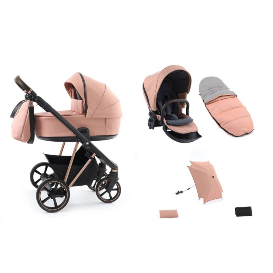 Prams & Pushchairs BabyStyle | Babystyle Prestige Vogue 8 Piece Bundle - Coral With Copper Chassis &