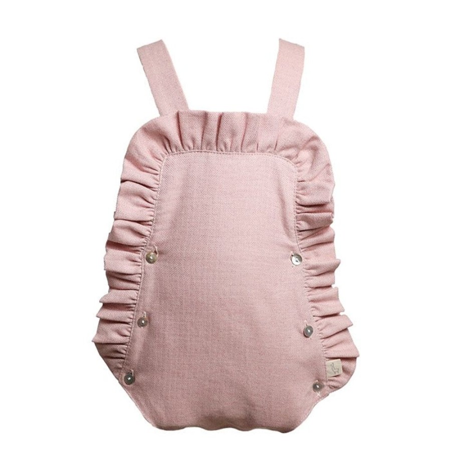 Clothing Millie & Ralph Rompers | Dusky Pink Frill Dungaree Romper