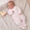 Clothing Dandelion Knitwear | Pink Knitted Onesie | Pink Lace & Bow | Millie & Ralph