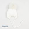 Clothing Pangasa Knitwear | Pangasa White Knitted Fur Pom Tie Hat