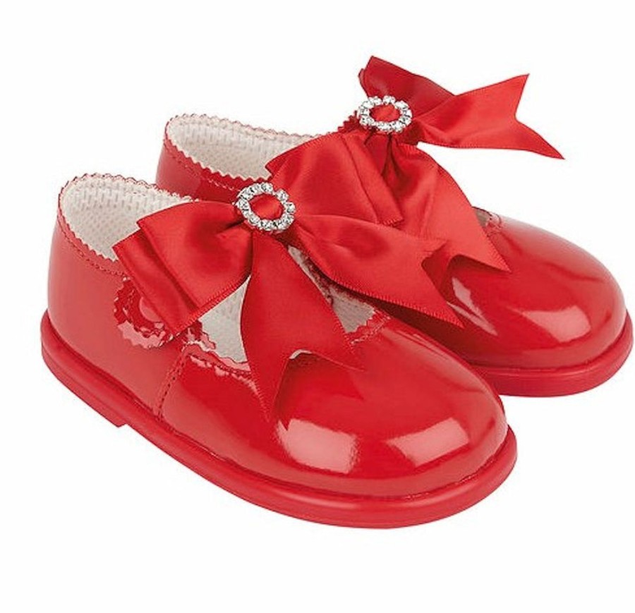 Clothing Baypods Shoes & Booties | Red Bow & Diamante Hard Soled Shoes