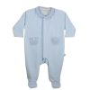 Clothing Millie & Ralph Sleepsuits | Blue Striped Velour Sleepsuit