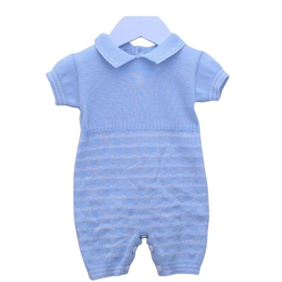 Clothing Pex Rompers | Ted' Blue Pattern Knitted Romper