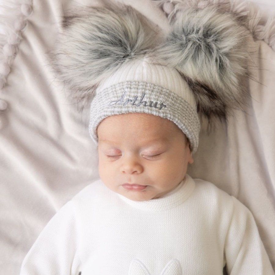 Clothing Millie & Ralph Hats | Fur Pom Hat | Personalise With Initials | Millie & Ralph