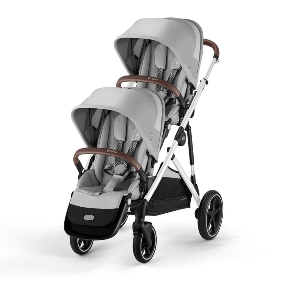 Prams & Pushchairs Cybex | Cybex Gazelle S Silver Double - Lava Grey