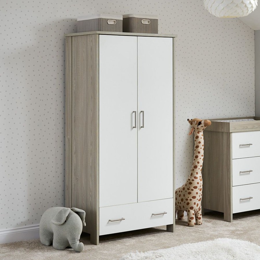 Nursery & Home Obaby Wardrobes | Obaby Nika Double Wardrobe - Grey Wash & White