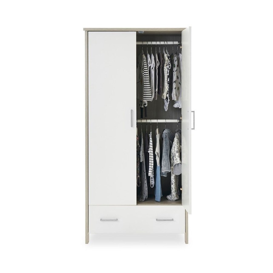 Nursery & Home Obaby Wardrobes | Obaby Nika Double Wardrobe - Grey Wash & White