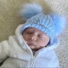 Clothing Millie & Ralph Hats | Double Pom Hat | Personalised Name Sky Blue | Millie & Ralph