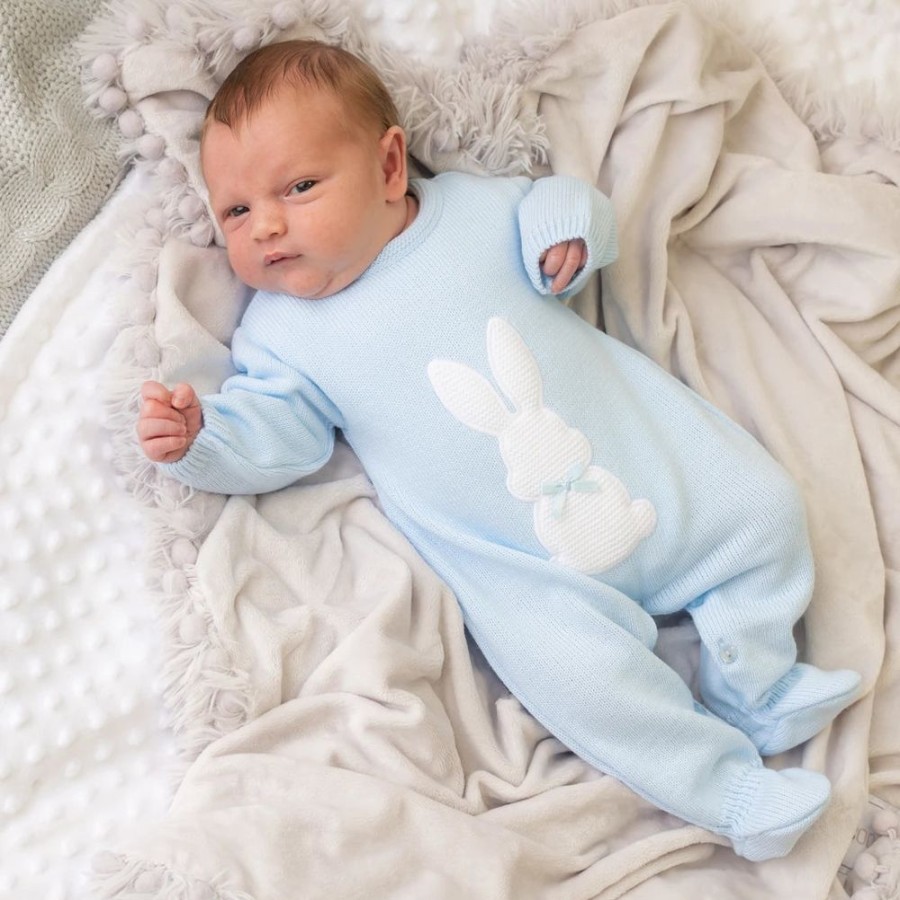 Clothing Dandelion Knitwear | Blue Bunny Knitted Onesie