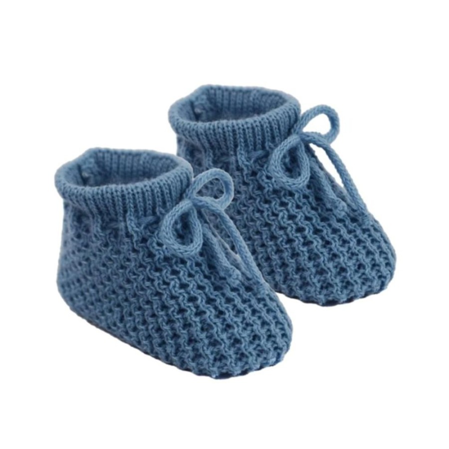 Clothing Millie & Ralph Booties | Sapphire Blue Knit Bow Booties