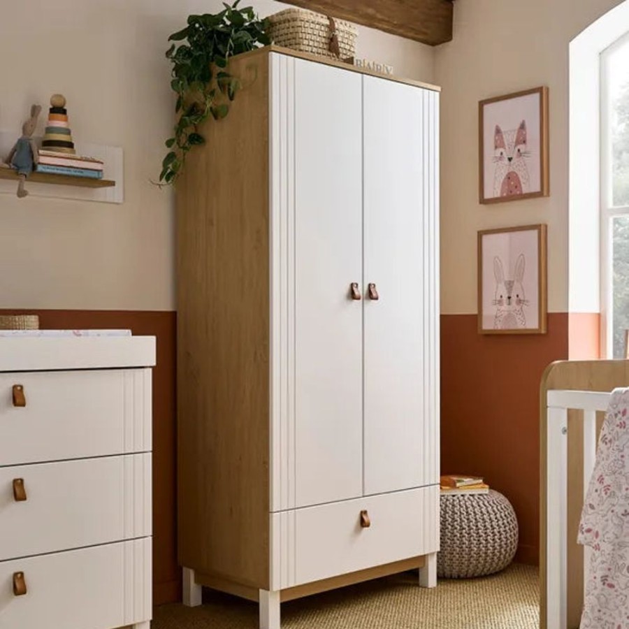 Nursery & Home CuddleCo Wardrobes | Cuddleco Rafi Nursery Wardrobe - Oak & White