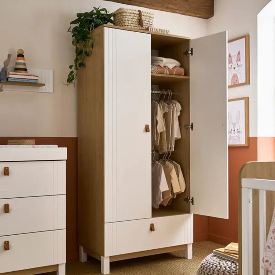 Nursery & Home CuddleCo Wardrobes | Cuddleco Rafi Nursery Wardrobe - Oak & White