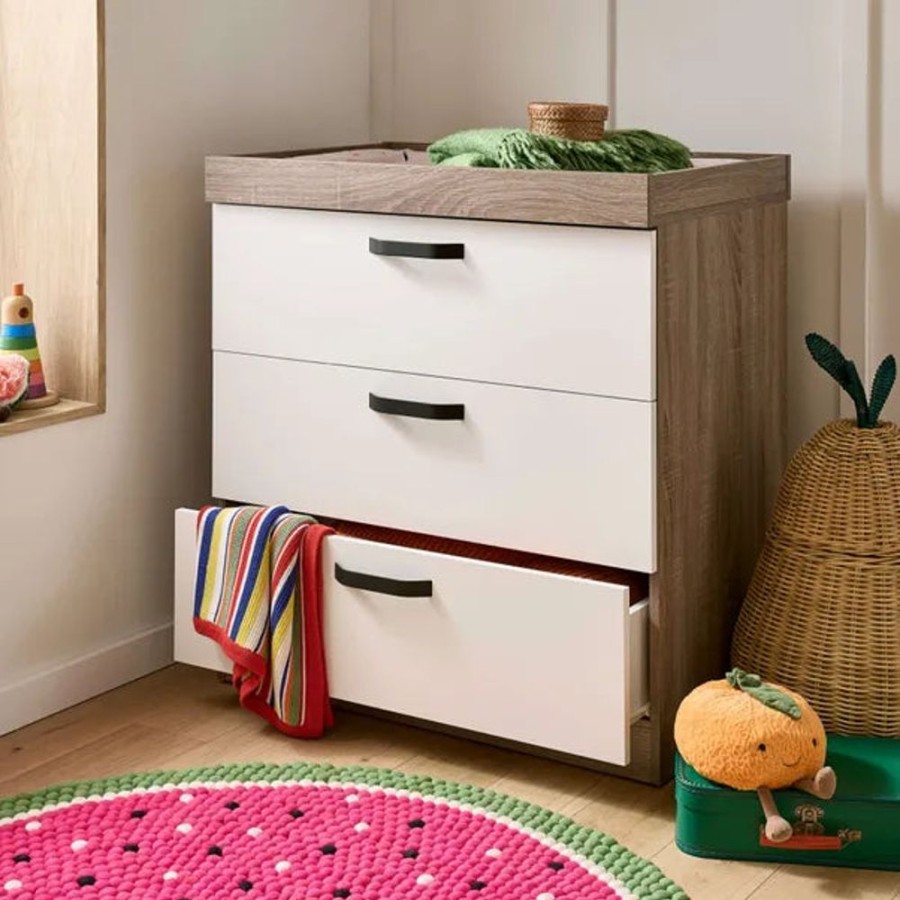 Nursery & Home CuddleCo Dressers | Cuddleco Enzo 3 Drawer Dresser & Changer - Truffle Oak & White