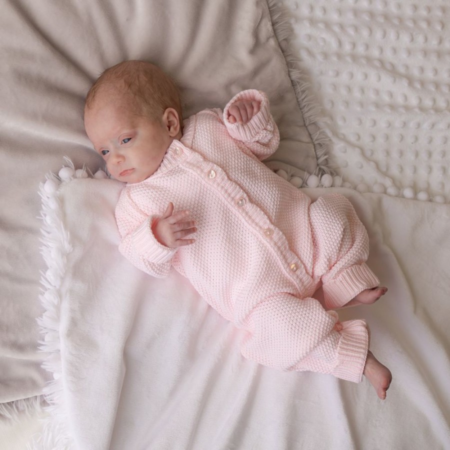 Clothing Dandelion Outfits | Pink Scallop Edge Knitted Onesie