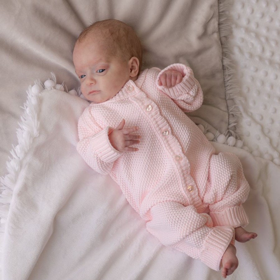 Clothing Dandelion Outfits | Pink Scallop Edge Knitted Onesie