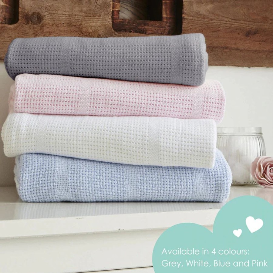 Nursery & Home Clair De Lune Blankets | Pink Soft Cotton Cellular Cot Blanket