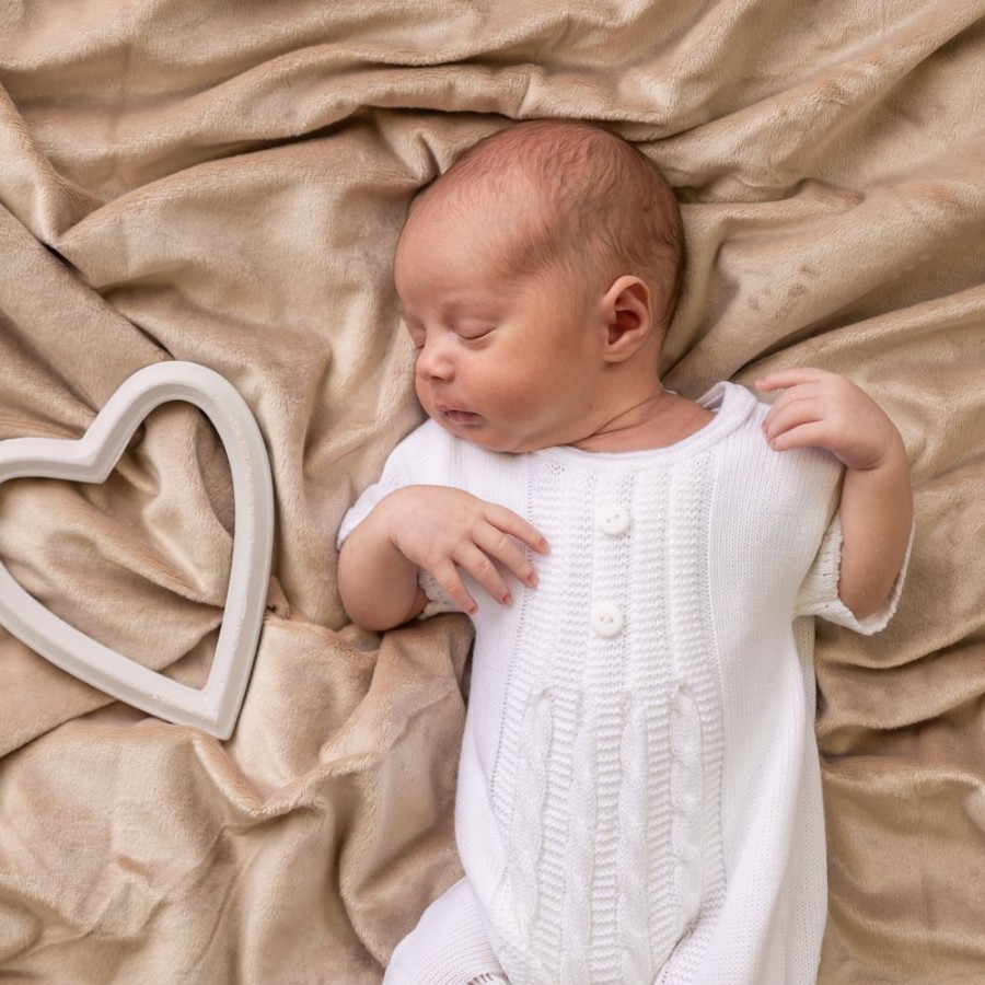 Clothing Dandelion Rompers | Unisex White Cable Knitted Romper