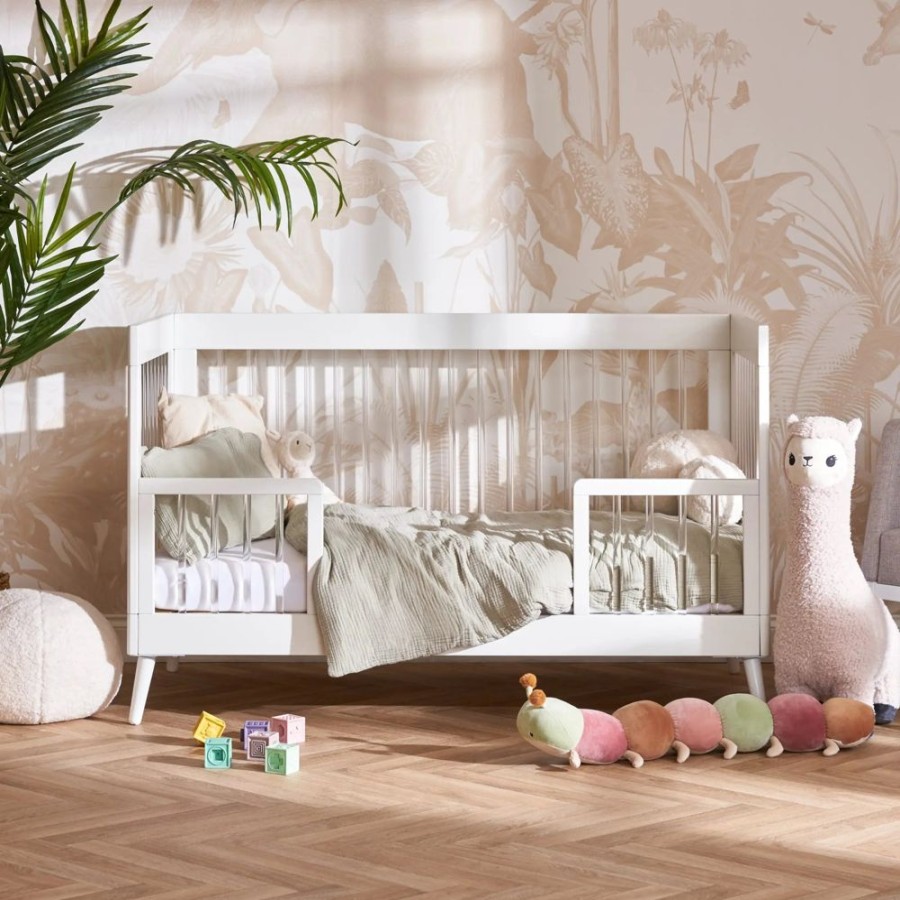 Nursery & Home Obaby Cots & Cotbeds | Obaby Maya Scandi Cot Bed - White With Acrylic