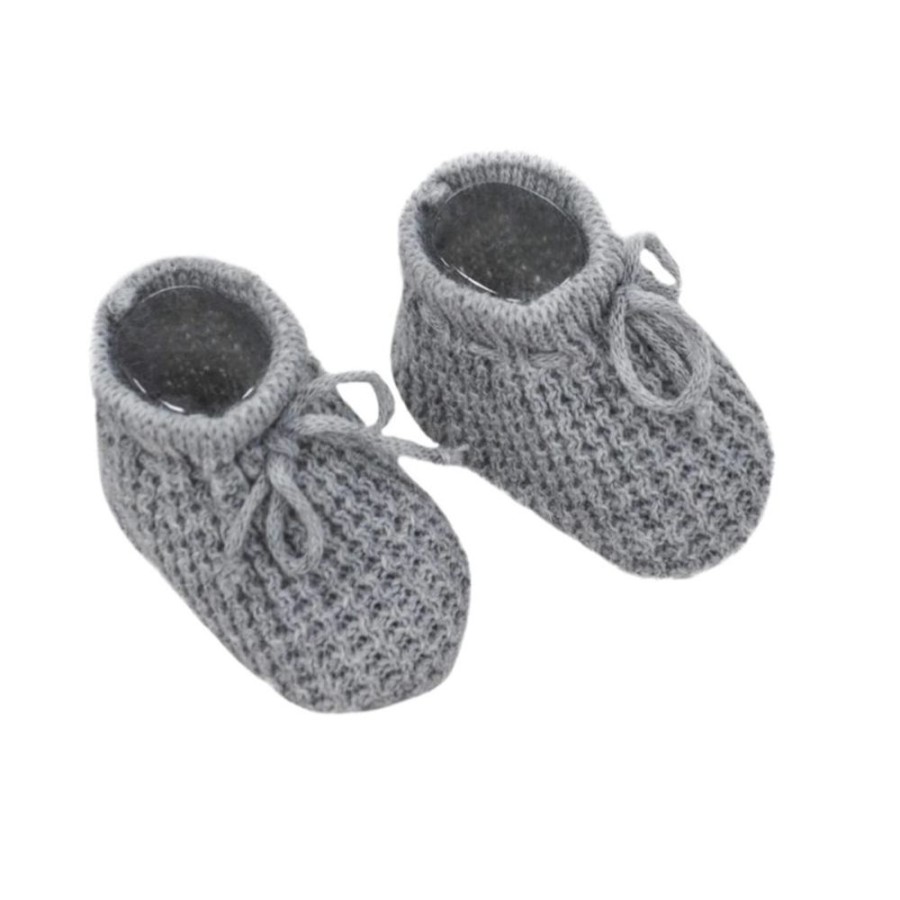 Clothing Millie & Ralph Shoes & Booties | Grey Knit Bow Booties