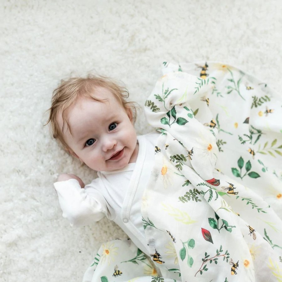 Clothing Gilded Bird Blankets | Gilded Bird Xl Muslin Swaddle - Wild Bee