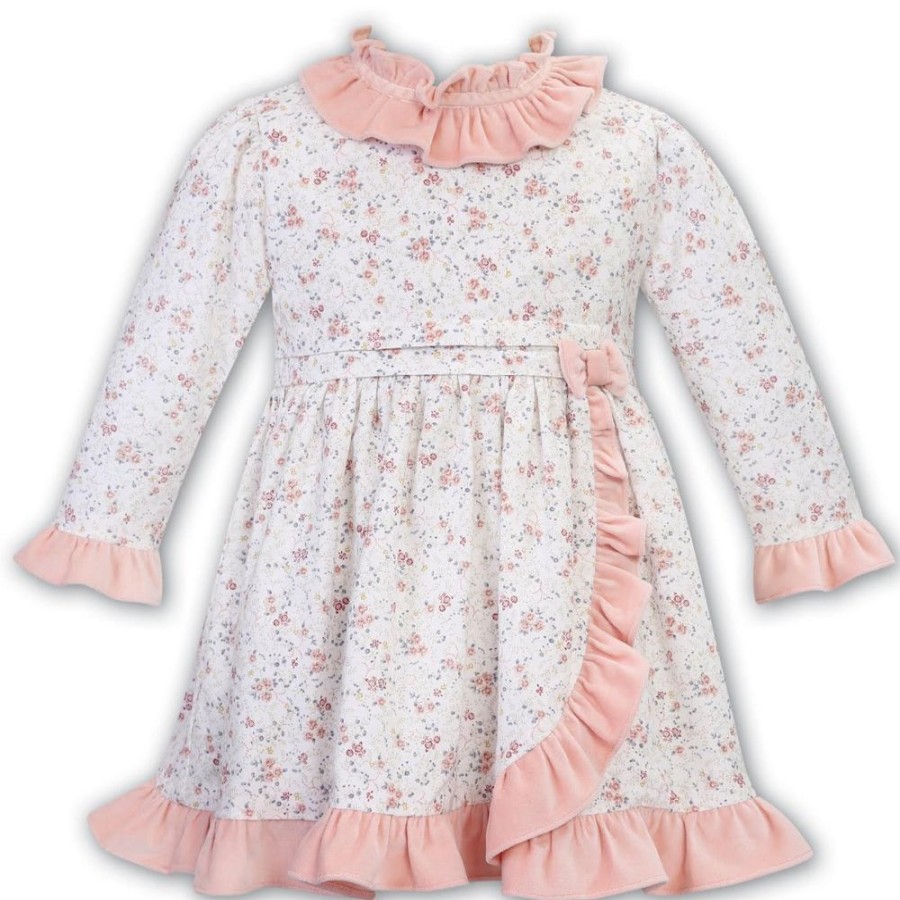 Clothing Sarah Louise Dresses | Girls Pink Floral Frill Dress