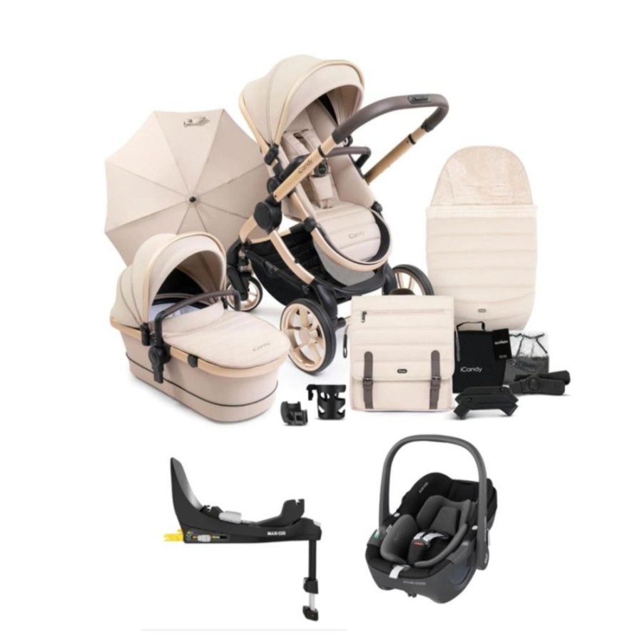 Prams & Pushchairs iCandy | Icandy Peach 7 Travel Bundle With Pebble 360 & Base - Blonde/Biscotti