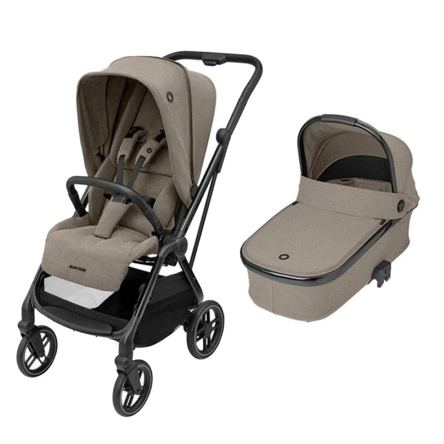 Prams & Pushchairs Maxi-Cosi | Maxi-Cosi Leona Luxe Stroller + Carrycot Bundle - Twillic Truffle