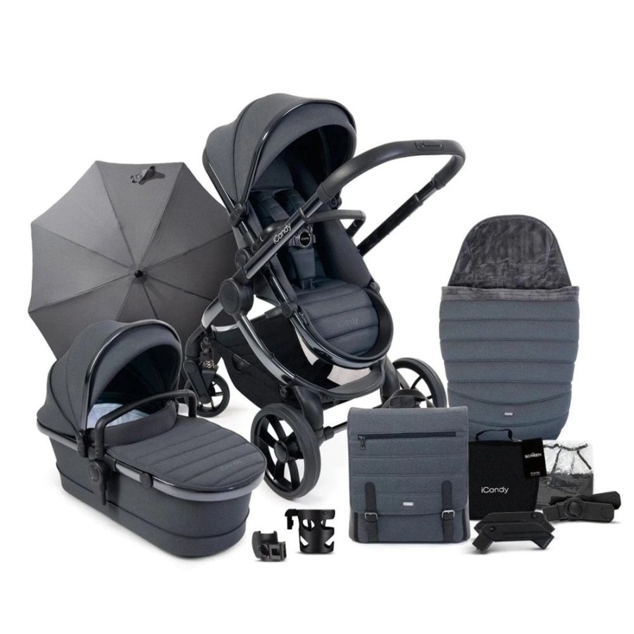 Prams & Pushchairs iCandy | Icandy Peach 7 Pushchair Bundle - Dark Grey