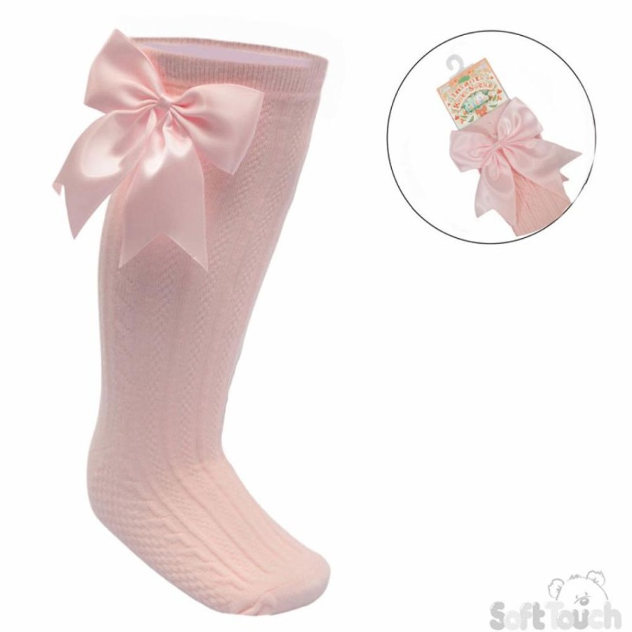 Clothing Millie & Ralph Socks & Tights | Pink Elegance Bow Knee High Socks