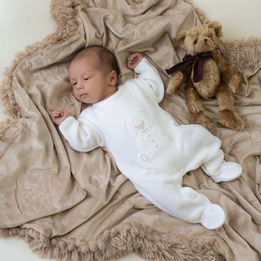 Clothing Dandelion Outfits | White Teddy Knitted Onesie