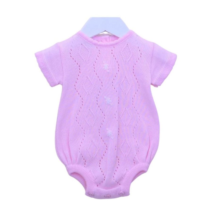 Clothing Pex Knitwear | Nora' Pink Knitted Diamond Romper