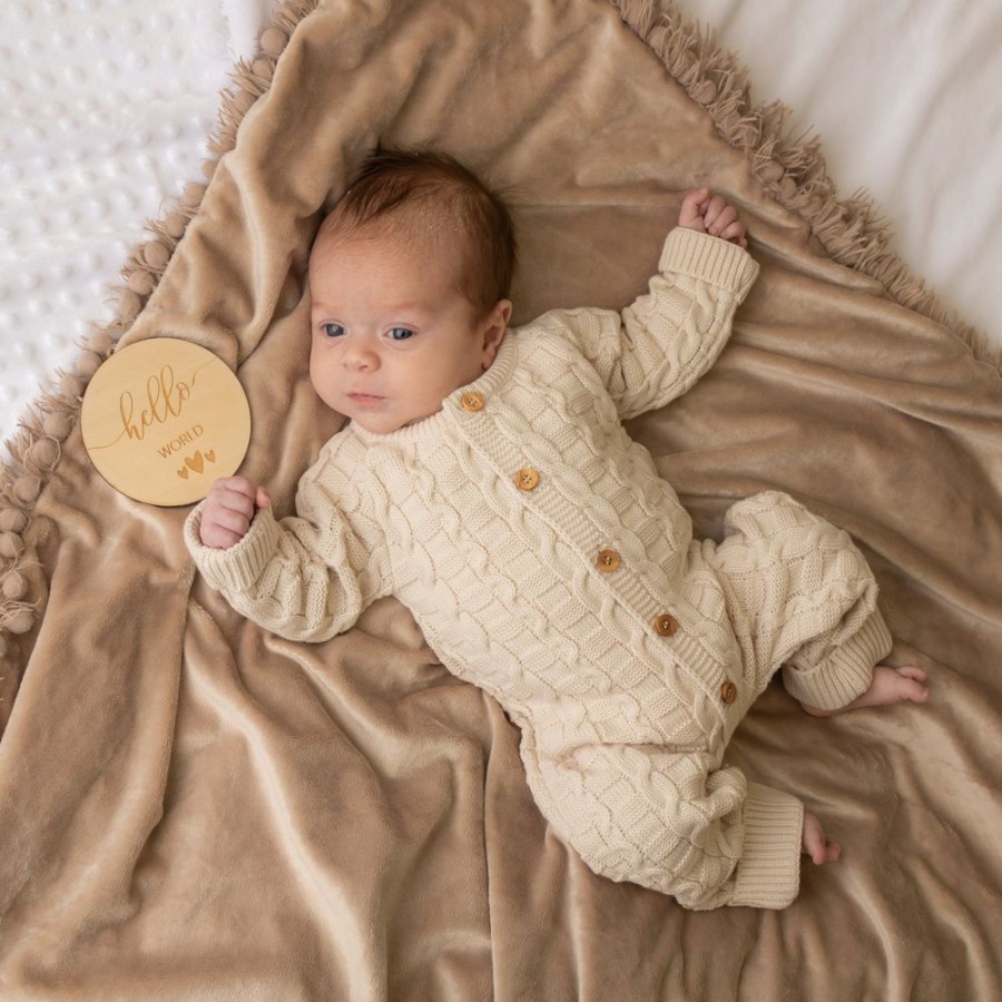 Clothing Dandelion Outfits | Taupe Basket Weave Onesie