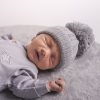 Clothing Millie & Ralph Hats | First Size Grey Cable Pom Hat