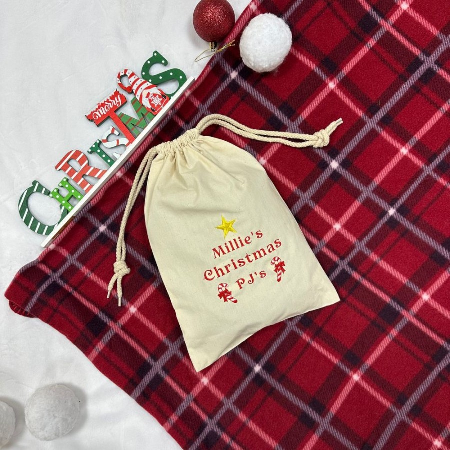 Personalised Millie & Ralph | Personalised Christmas Pj'S Drawstring Bag