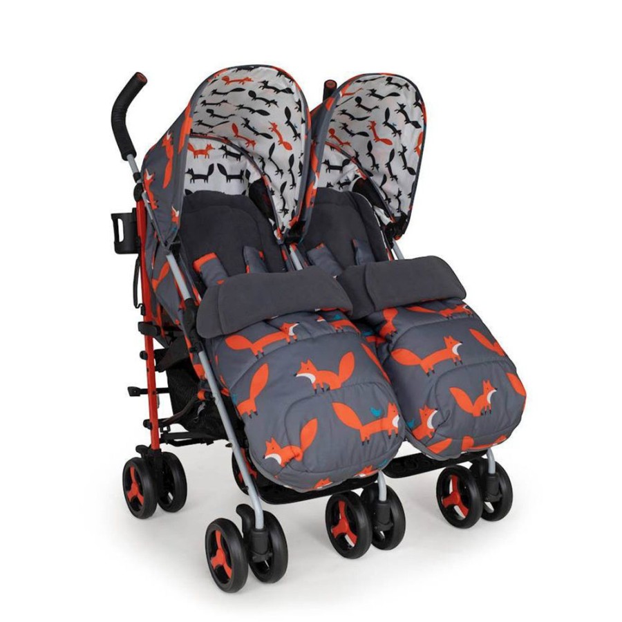 Prams & Pushchairs Cosatto | Cosatto Supa Dupa Twin Stroller - Charcoal Mister Fox