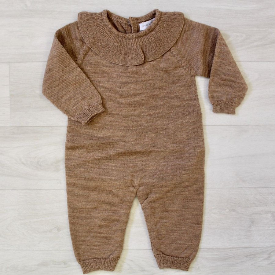 Clothing Millie & Ralph Outfits | Camel Knitted Collar All In One