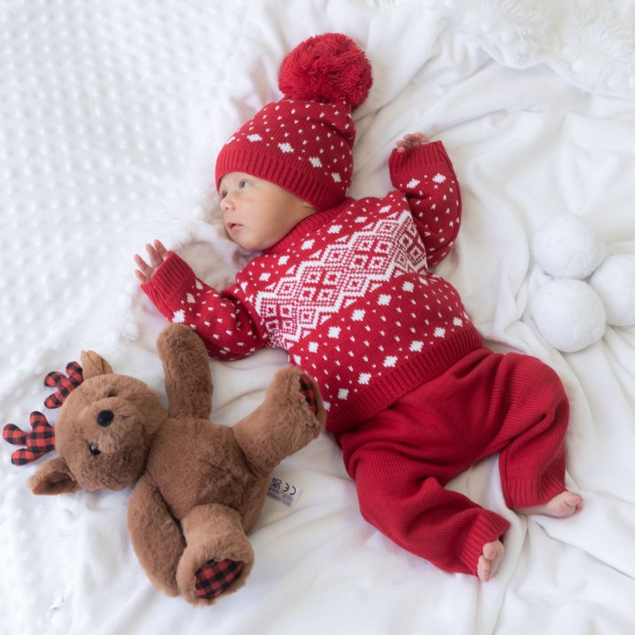 Clothing Dandelion Knitwear | Red Fairisle Knitted 3 Piece Set