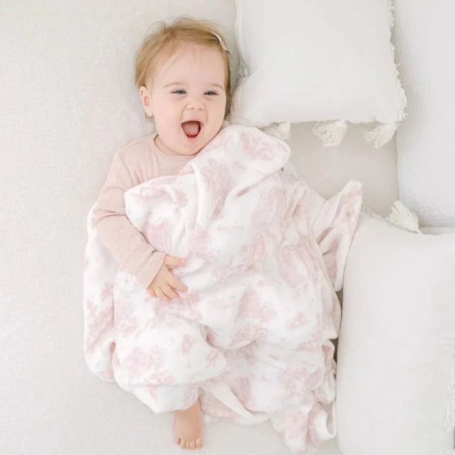 Nursery & Home Millie & Ralph Blankets | Gilded Bird Bamboo Baby Muslin Blanket - Spring Toile Pink