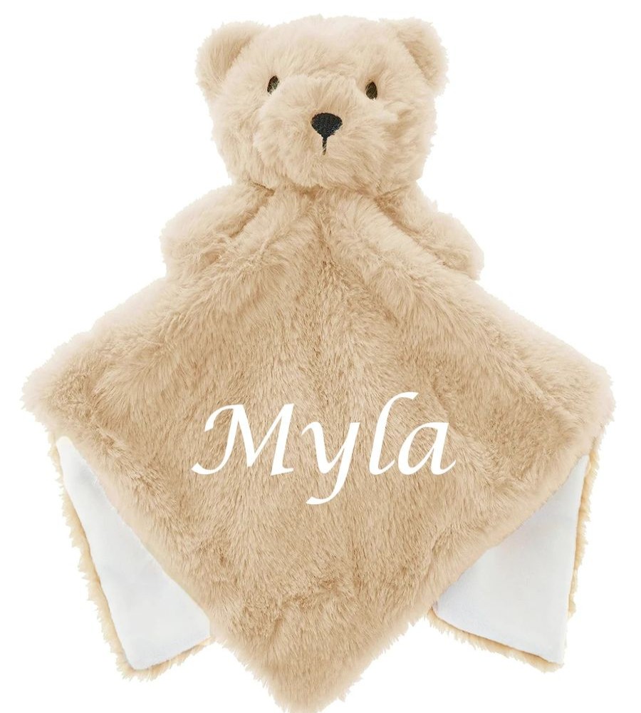 Personalised Millie & Ralph | Personalised Name Teddy Bear Faux Fur Comforter Brown