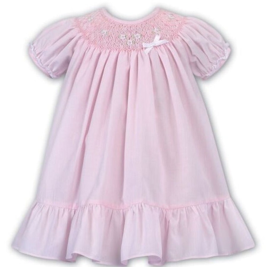 Clothing Sarah Louise Dresses | Pink Smock Bubble Style Frill Hem Dress