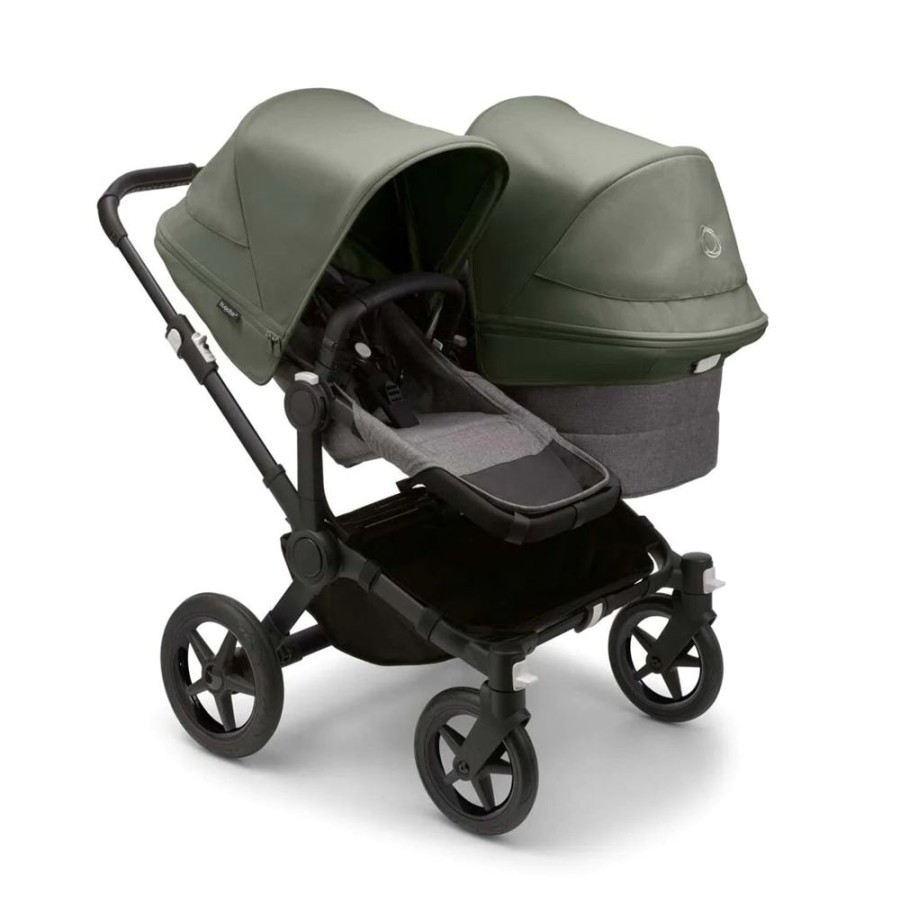 Prams & Pushchairs Bugaboo | Bugaboo Donkey 5 Duo Complete Pushchair - Grey Melange/Forest Green