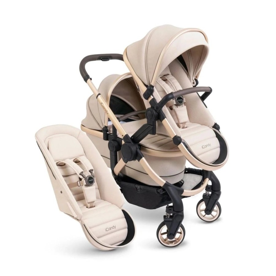 Prams & Pushchairs iCandy | Icandy Peach 7 Double Pushchair Bundle - Biscotti