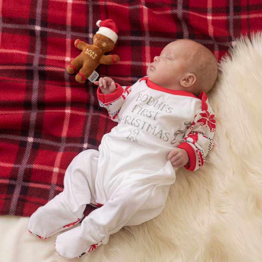 Personalised Millie & Ralph | Personalised Reindeer Fairisle 'First Christmas' Sleepsuit