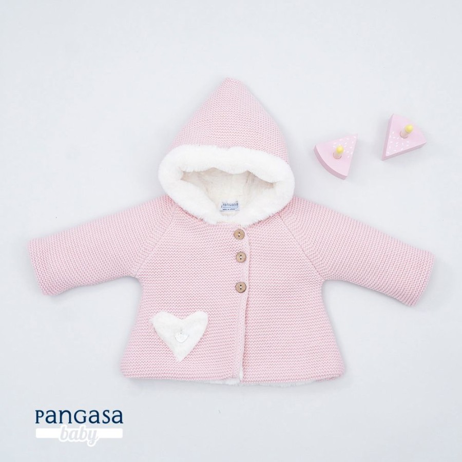 Clothing Pangasa Jackets, Coats & Pramsuits | Pangasa Powder Pink Sweetheart Knitted Jacket