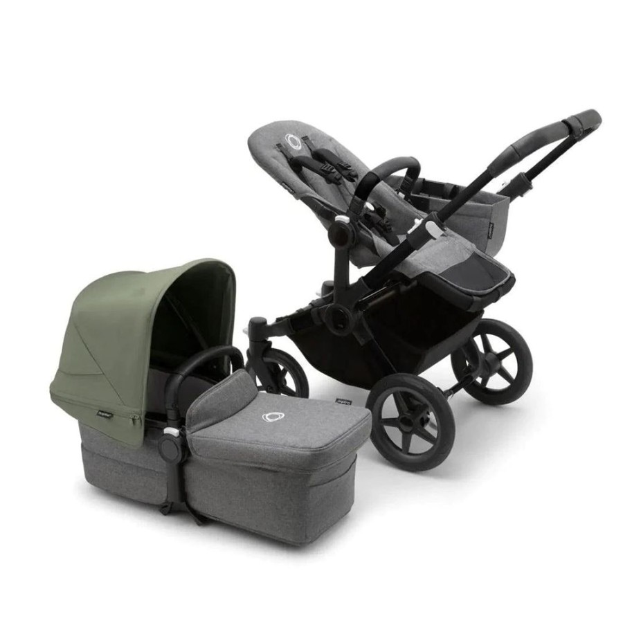 Prams & Pushchairs Bugaboo | Bugaboo Donkey 5 Mono Complete Pushchair - Grey Melange/Forest Green