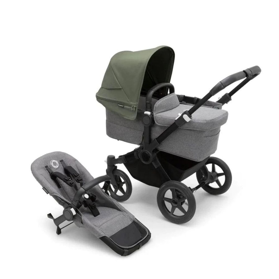 Prams & Pushchairs Bugaboo | Bugaboo Donkey 5 Mono Complete Pushchair - Grey Melange/Forest Green