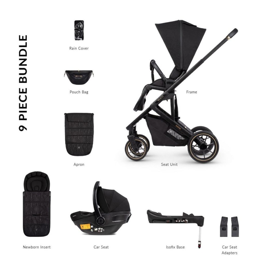 Prams & Pushchairs Venicci | Venicci Empire Deluxe City Travel System - Ultra Black